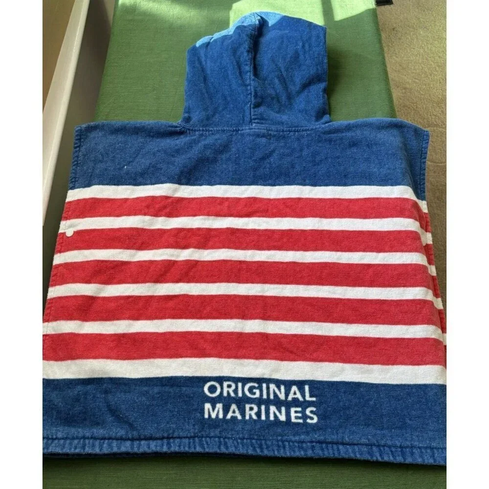 DISNEY Mickey Mouse Hooded Towel Original Marines Snap America Bath Coverup EUC